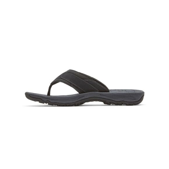 NWT ROCKPORT Mens Black Comfort Hayes Round Toe Slip On Thong Sandals 11.5 M - Picture 2 of 3